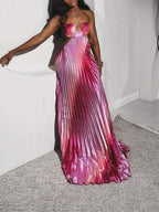 Ombre Pleated Maxi | Pink Gradient