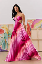 Ombre Pleated Maxi | Pink Gradient