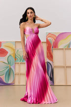 Ombre Pleated Maxi | Pink Gradient