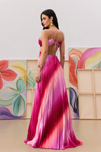 Ombre Pleated Maxi | Pink Gradient