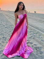 Ombre Pleated Maxi | Pink Gradient