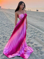 Ombre Pleated Maxi | Pink Gradient