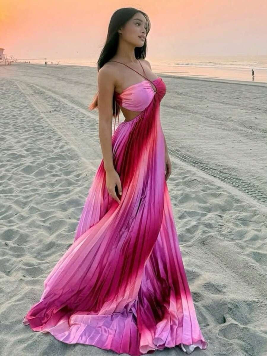 Ombre Pleated Maxi | Pink Gradient