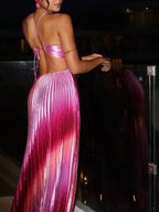Ombre Pleated Maxi | Pink Gradient